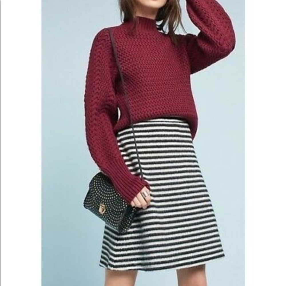 Anthropologie Faux Fur Striped Lined Maeve Back Zip Skirt